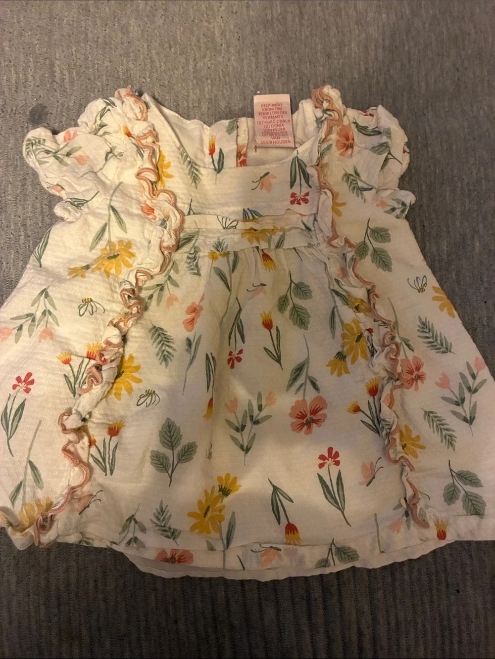 2 /Girls' Light Blue Dress with Orange Floral Print - Casual Summer Dress